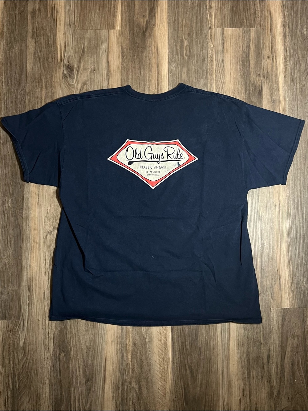 Retro Old Guys Rule Double Sided Surf T-shirt Size XXL Navy Blue